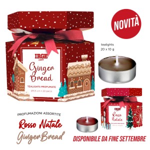 AEA SET CARAMELLA 20PZ TEALIGHTS 10GR ROSSO NATALE - GINGER BREAD