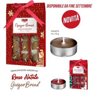 AFA SET 12PZ TEALIGHTS NATALIZIE 10GR ROSSO NATALE - GINGER BREAD