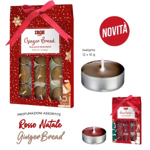 AFA SET 12PZ TEALIGHTS NATALIZIE 10GR ROSSO NATALE - GINGER BREAD