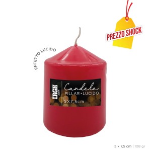 BCA CANDELA PILLAR ROSSO LUCIDO 5X7.5 CM