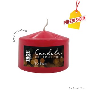 ARA CANDELA PILLAR ROSSO LUCIDO 6X5 CM