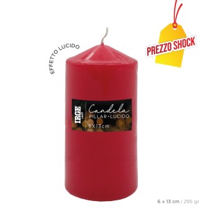 AUA CANDELA PILLAR ROSSO LUCIDO 6X13 CM