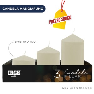 FEO SET CANDELE PILLAR AVORIO 5X5/7.5/10