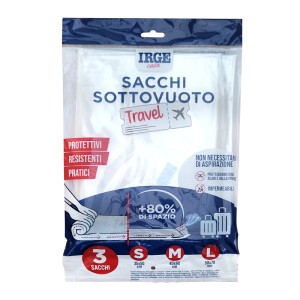 DIV SET 3 SACCHI SOTTOVUOTO TRAVEL 35*50CM + 40*60CM + 50*70CM
