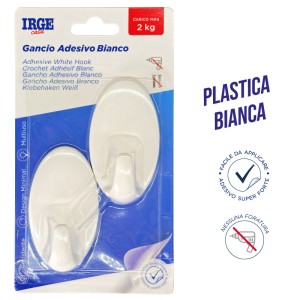 AAH GANCI ADESIVI PLASTICA 2PZ OVALI