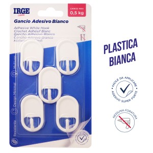 AAP GANCI ADESIVI PLASTICA 5PZ CLASSICO