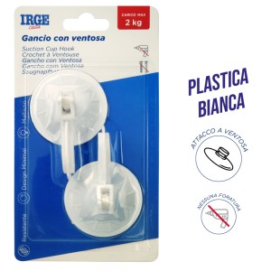 AAQ GANCI ADESIVI PLASTICA 2PZ VENTOSA