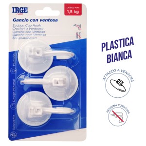 AAR GANCI ADESIVI PLASTICA 3PZ VENTOSA
