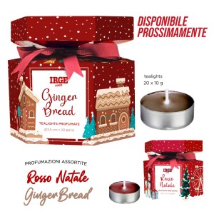 BAA SET CARAMELLA 20PZ TEALIGHTS 10GR ROSSO NATALE - GINGER BREAD