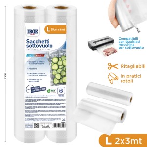 BIN SACCHI SOTTOVUOTO ROTOLO 2PZ 25X3MT