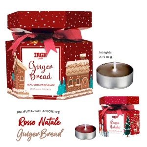 BAA SET CARAMELLA 20PZ TEALIGHTS 10GR ROSSO NATALE - GINGER BREAD
