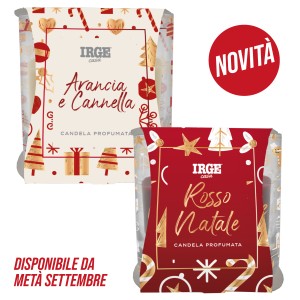 AQA CANDELA PROF BICCHIERIN 70GR NATALE ARANCIA E CANNELLA + ROSSO NAT