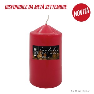 ABA CANDELA PILLAR ROSSO LUCIDO 5X10 CM