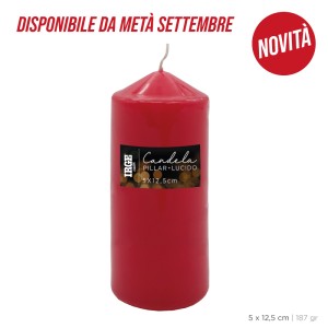 ACA CANDELA PILLAR ROSSO LUCIDO 5X12.5CM