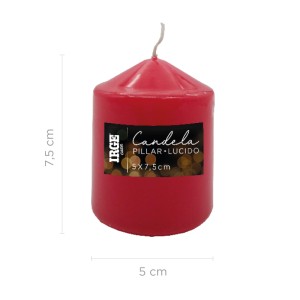 BCA CANDELA PILLAR ROSSO LUCIDO 5X7.5 CM