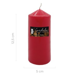 ACA CANDELA PILLAR ROSSO LUCIDO 5X12.5CM