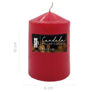 AHA CANDELA PILLAR ROSSO LUCIDO 6X10 CM