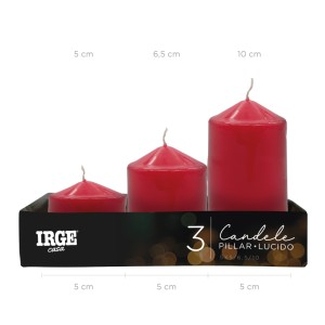 ADA SET CANDELE PILLAR ROSSO LUCIDO 5X5/6.5/10CM