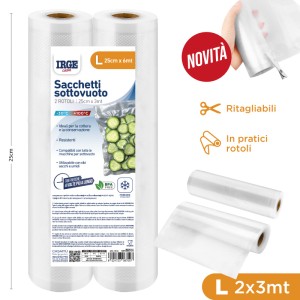 BIN SACCHI SOTTOVUOTO ROTOLO 2PZ 25X3MT