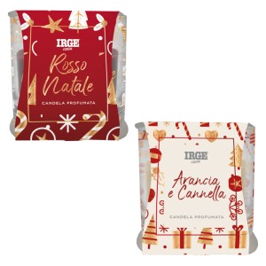 BRA CANDELA PROF BICCHIERIN 70GR NATALE ARANCIA E CANNELLA + ROSSO NAT