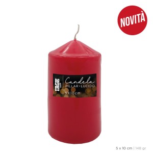 ABA CANDELA PILLAR ROSSO LUCIDO 5X10 CM