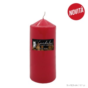 ACA CANDELA PILLAR ROSSO LUCIDO 5X12.5CM