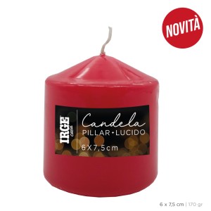 AGA CANDELA PILLAR ROSSO LUCIDO 6X7.5 CM