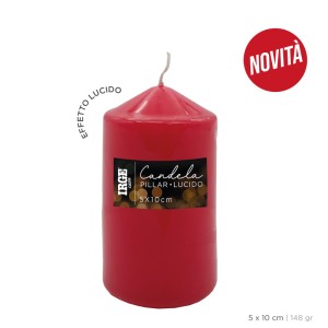 ABA CANDELA PILLAR ROSSO LUCIDO 5X10 CM