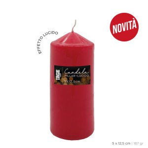 ACA CANDELA PILLAR ROSSO LUCIDO 5X12.5CM