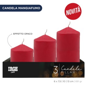 AKM CANDELE PILLAR ROSSE 6X7.5/10/13CM