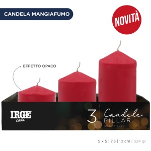 AKK SET CANDELE PILLAR ROSSE 5X5/7.5/10