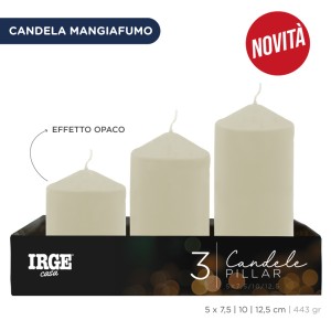 AKF CANDELE PILLAR AVORIO 5X7.5/10/12.5