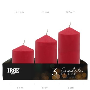 AKL CANDELE PILLAR ROSSE 5X7.5/10/12.5