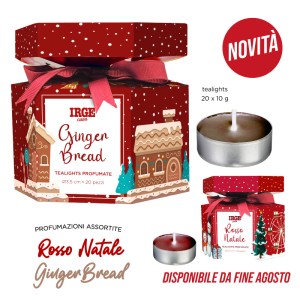 AEA SET CARAMELLA 20PZ TEALIGHTS 10GR ROSSO NATALE - GINGER BREAD