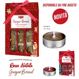 AFA SET 12PZ TEALIGHTS NATALIZIE 10GR ROSSO NATALE - GINGER BREAD