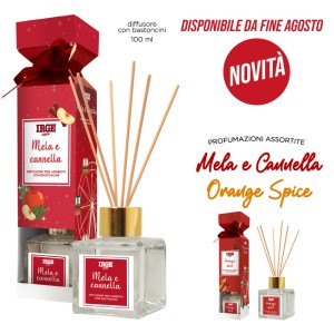 ACA DIFFUSORE CARAMELLA 100ML MELA E CANNELLA + ORANGE SPICE