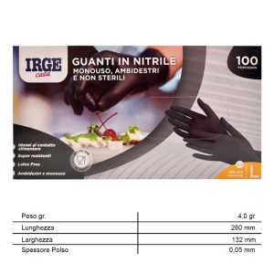 ABM GUANTI MONOUSO 100PZ NITRILE NERO L-