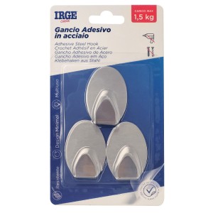 AAS GANCI ADESIVI ACCIAIO 3PZ OVALE