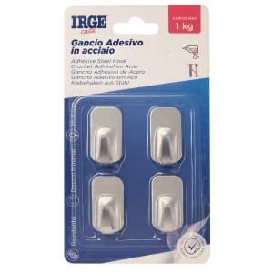 AAV GANCI ADESIVI ACCIAIO 4PZ RETTANGOLO