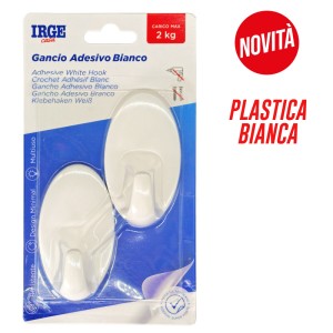 AAH GANCI ADESIVI PLASTICA 2PZ OVALI