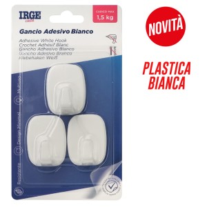 AAJ GANCI ADESIVI PLASTICA 3PZ RETTANGOL