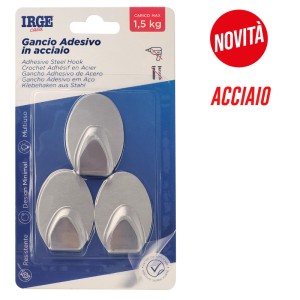 AAS GANCI ADESIVI ACCIAIO 3PZ OVALE