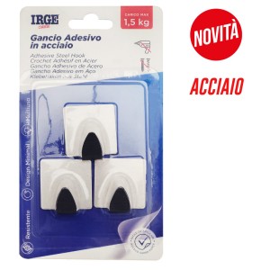 AAU GANCI ADESIVI ACCIAIO 3PZ QUADRATO