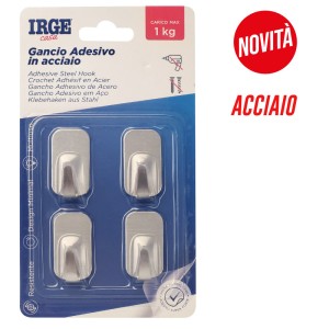 AAV GANCI ADESIVI ACCIAIO 4PZ RETTANGOLO